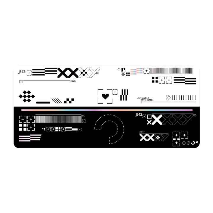 Mouse Pad pentru gameri, pentru birou, din cauciuc natural, cu o suprafata fina si margine ingrosata, alb si negru cu diverse modele geometrice