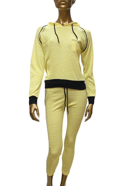 Set 2 piese Malaika pentru femei, bluză și fund, material ușor, galben, Galben