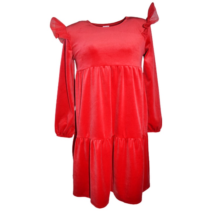 Елегантна кадифена рокля с дълъг ръкав за момиче Madii 101123-8-116, Червена 104100