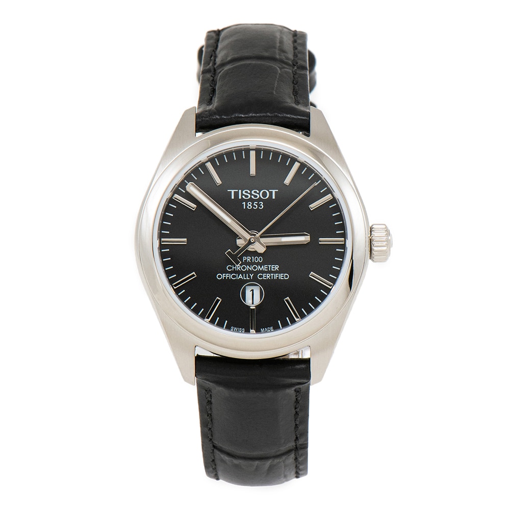 Tissot Ceas negru cu argintiu PR 100