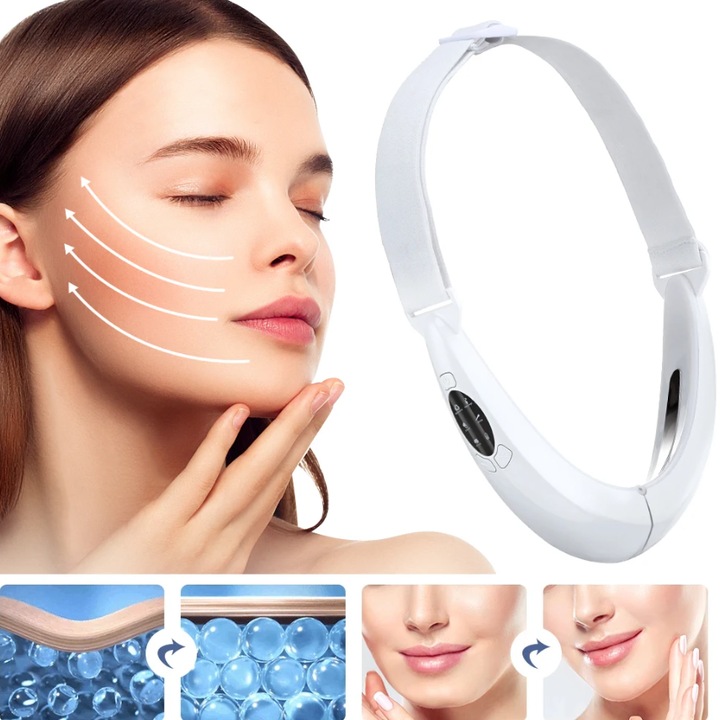 Dispozitiv V-Line Face, Photon Therapy Slimming Vibration, CRM, non-invaziv, pentru barbie, alb
