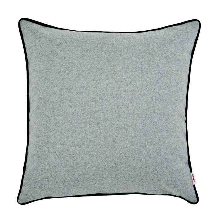 Perna decorativa, Italpouf, Lana, 45 x 45 cm, Gri/Negru