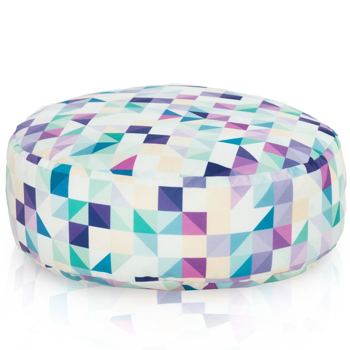 Taburet cu puf 3D, Italpouf, Poliester, 14x45 cm, Multicolor