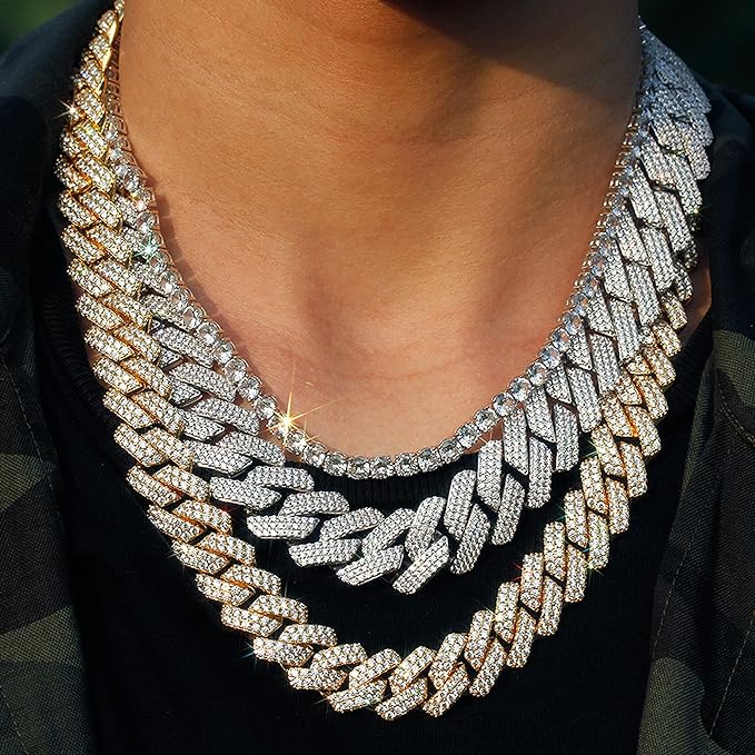 Lant cuban, barbati, fashion, inox/zirconiu, lungime 50cm, Auriu - eMAG.ro