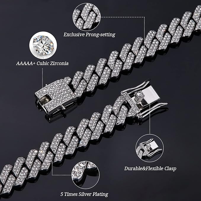 Lant cuban, Aisdelu®, barbati, fashion, perfection, inox/zirconiu ...