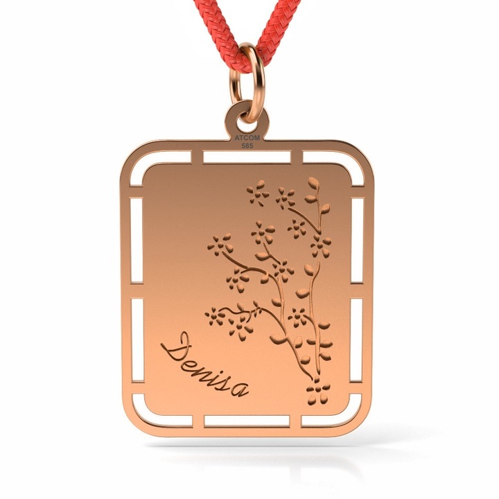 Pandantiv din aur roz cu snur model May flowers