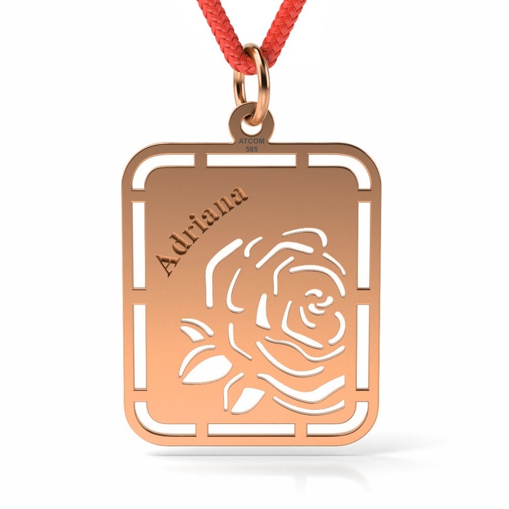 Pandantiv din aur roz cu snur model Trandafir de mai