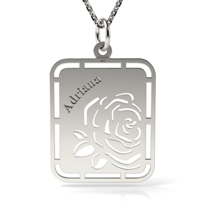 Colier din aur alb model Trandafir de mai