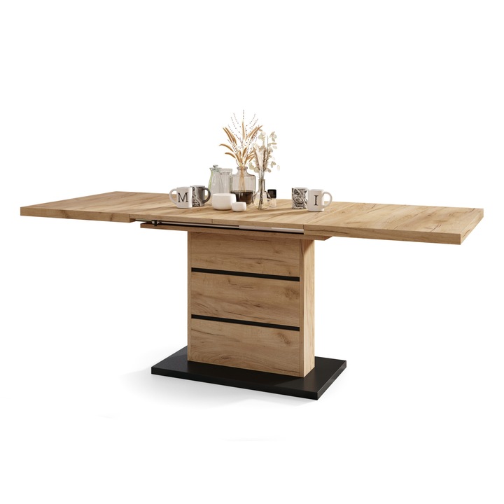 Кухненска маса, Mazzoni, PIANO Craft Oak Gold/Mat Black, 120 см / 80 см