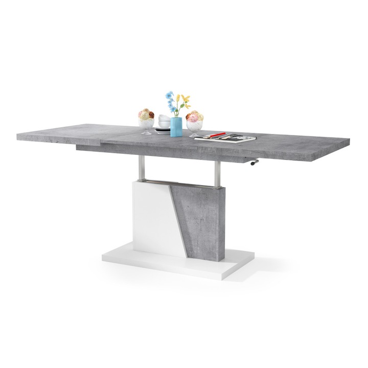 Masuta de cafea, Mazzoni, GRAND NOIR Beton Millennium/Alb Mat, 120 cm / 70 cm