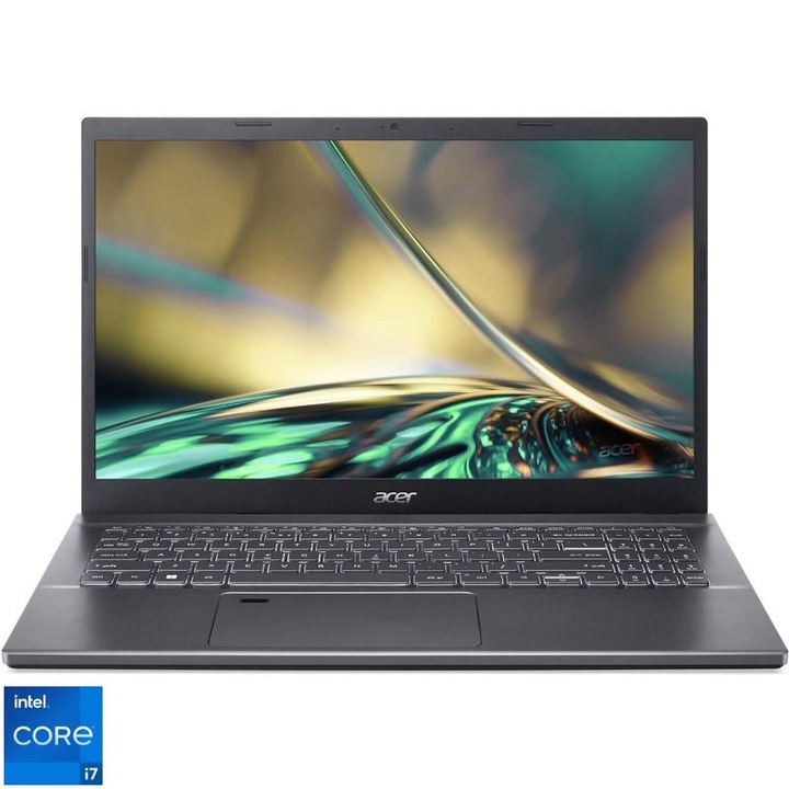 Laptop Acer Aspire 5 A515-57, 15.6" display with IPS (In-Plane Switching) technology, Full HD 1920 x 1080, Acer ComfyView™ LED-backlit TFT LCD, 16:9 aspect ratio, 45% NTSC color gamut, Wide viewing angle up to 170 degrees, Ultra-slim design, Mercury