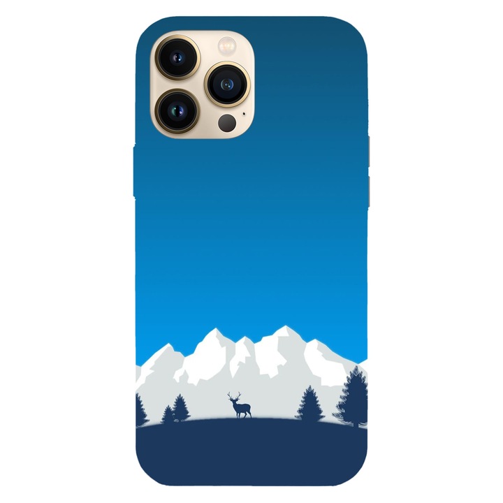 Husa compatibila cu Apple iPhone 15 Pro Max model Minimal deer mountains, Silicon, TPU, Viceversa
