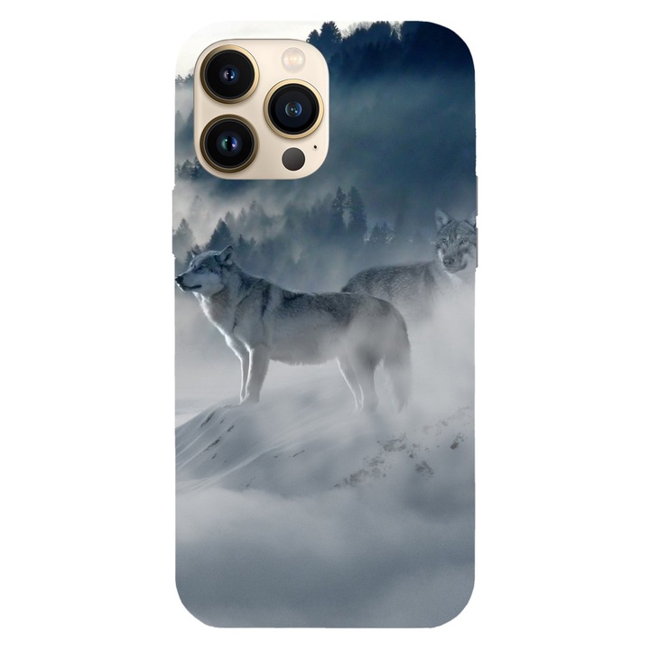 Калъф, съвместим с модел Apple iPhone 15 Pro Max Nordic art wolf, Силикон, TPU, Обратно