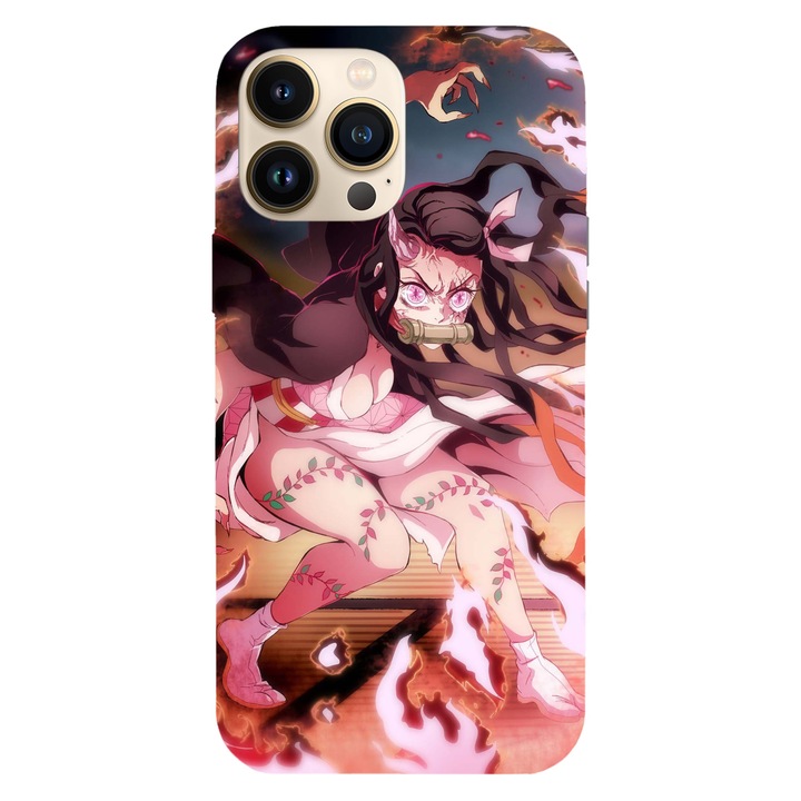 Husa compatibila cu Apple iPhone 15 Plus model Nezuko demon Fight Demon Slayer, Silicon, TPU, Viceversa