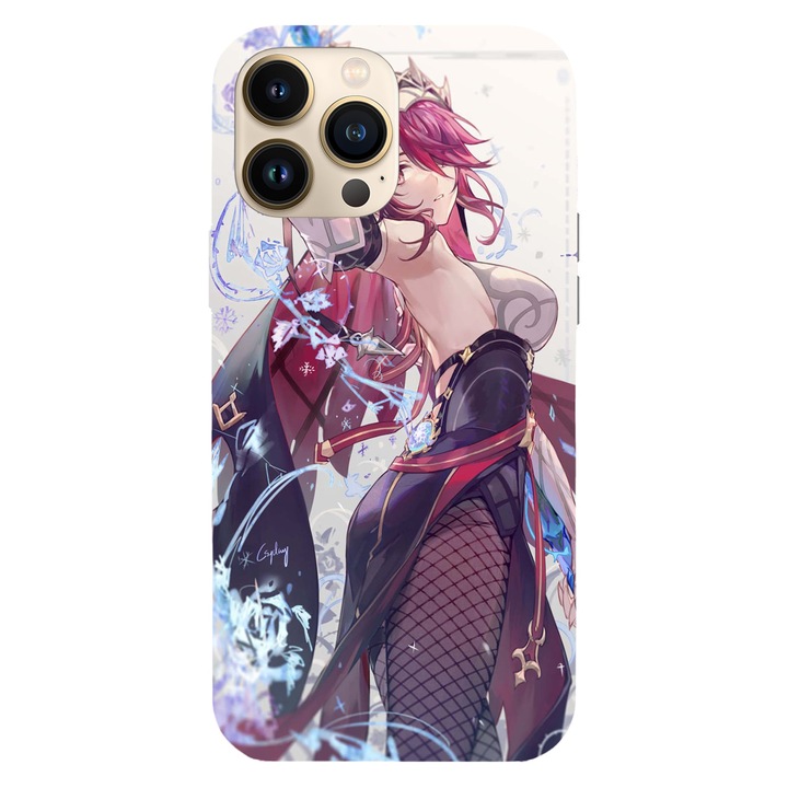 Калъф, съвместим с модел Apple iPhone 15 Pro Rosaria Genshin impact, силикон, TPU, обратното