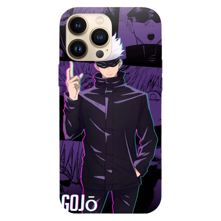 Калъф, съвместим с Apple iPhone 15 Pro модел Satoru Gojo Jujutsu Kaisen, силикон, TPU, обратно