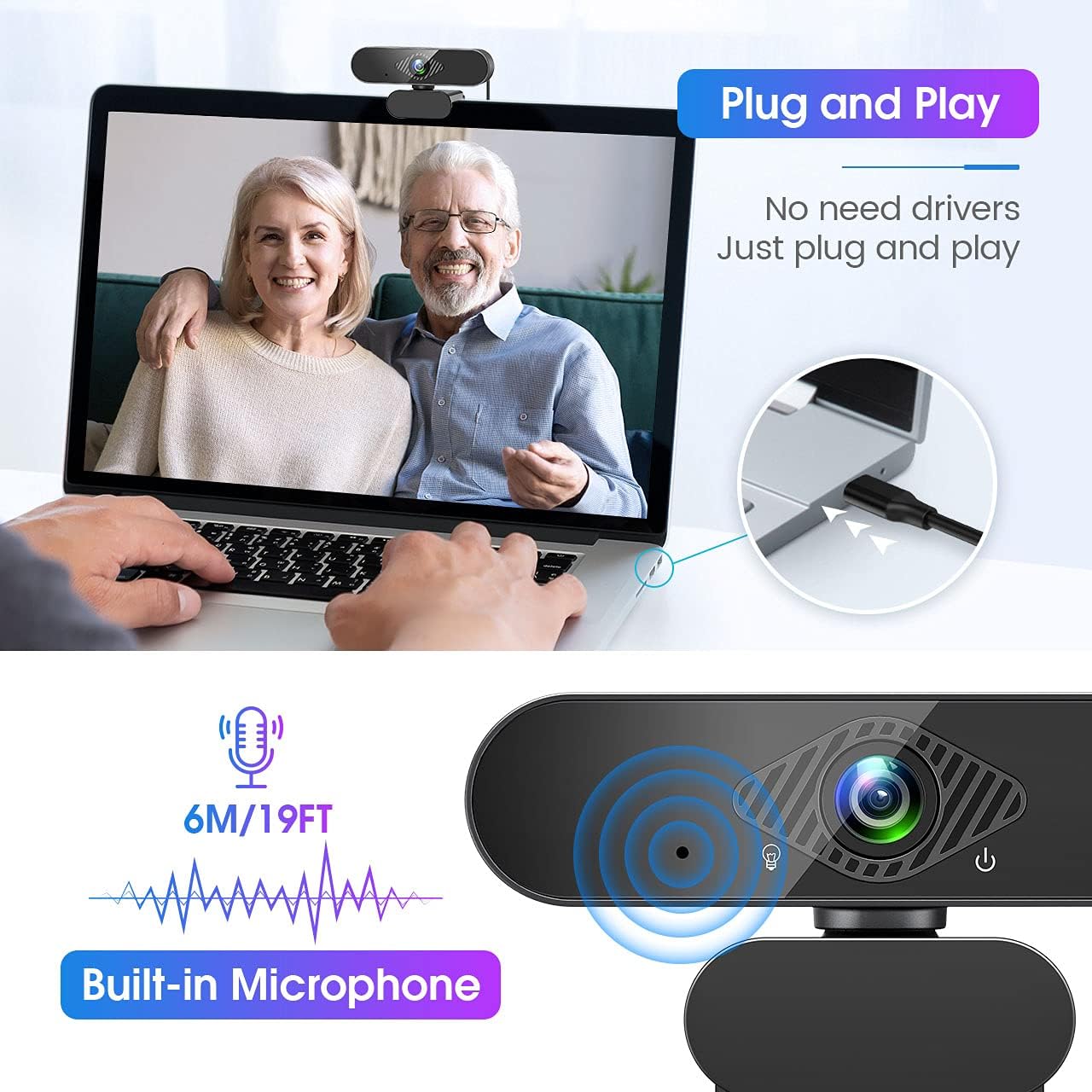 Camera web USB pentru PC, Sunmostar, 1080p - eMAG.ro