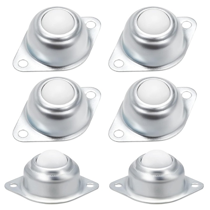 6 db szállítókerék készlet, KkvoGmle, nylon, 360°-os forgás, űrtartalom 22 font, 48 x 16 mm, ezüst / fehér