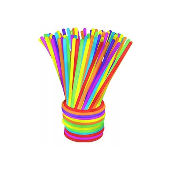 Комплект от 100 фосфоресциращи светещи гривни за партита, 19 см обиколка, многоцветни, Feike®