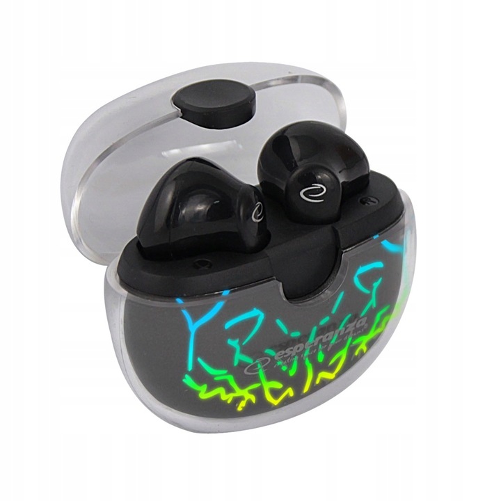 Casti Wireless, Esperanza, Bluetooth v.5.0., Cablu de incarcare USB C, Negru