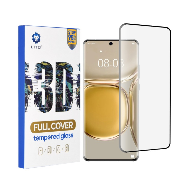 Ütésálló üvegfólia Huawei P50 Pro készülékhez, fekete