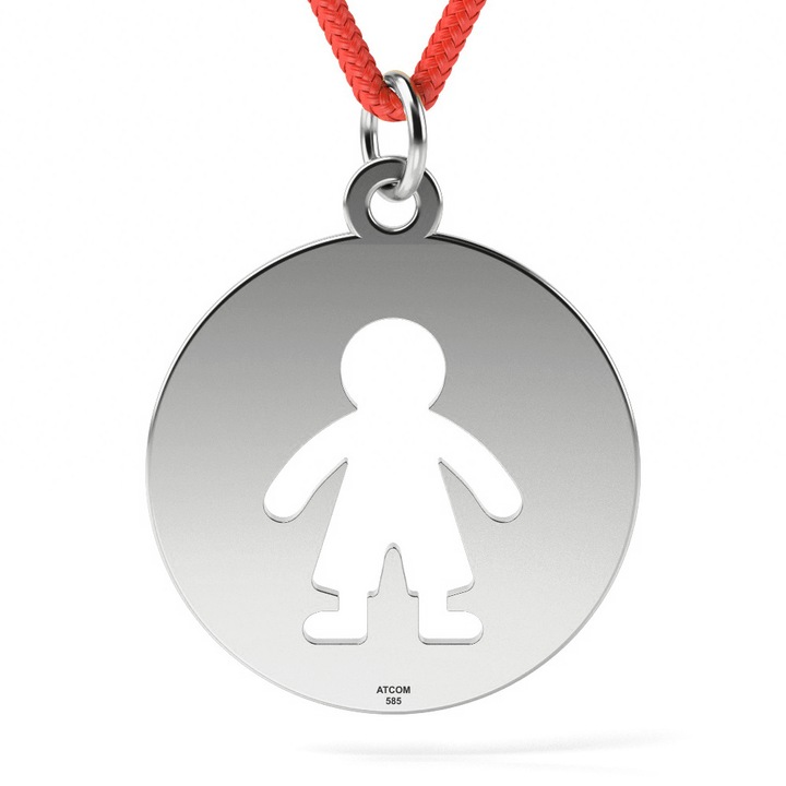 Pandantiv din aur alb cu snur model Banut baietel decupat