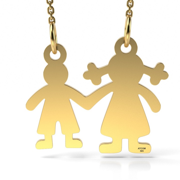 Colier din aur galben model Mama si baiat