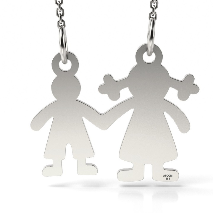Colier din aur alb model Mama si baiat