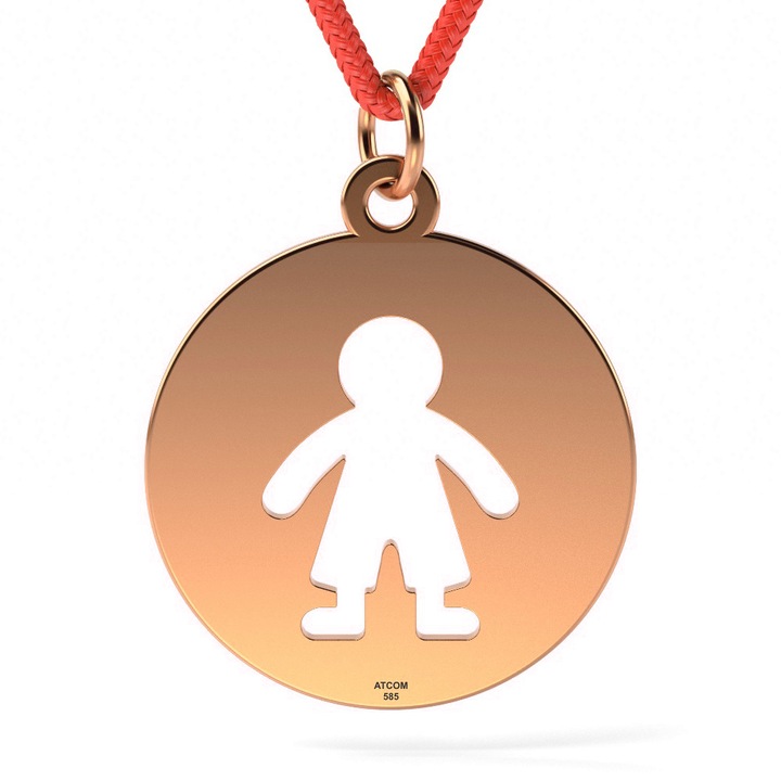 Pandantiv din aur roz cu snur model Banut baietel decupat