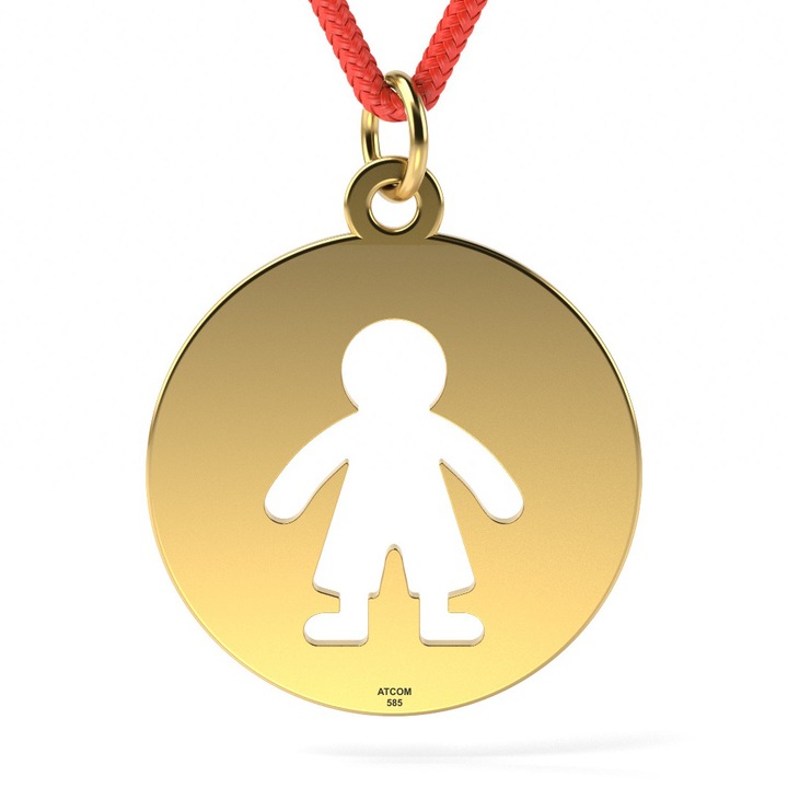 Pandantiv din aur galben cu snur model Banut baietel decupat