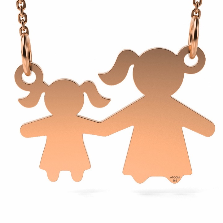 Colier din aur roz model Mama si fetita