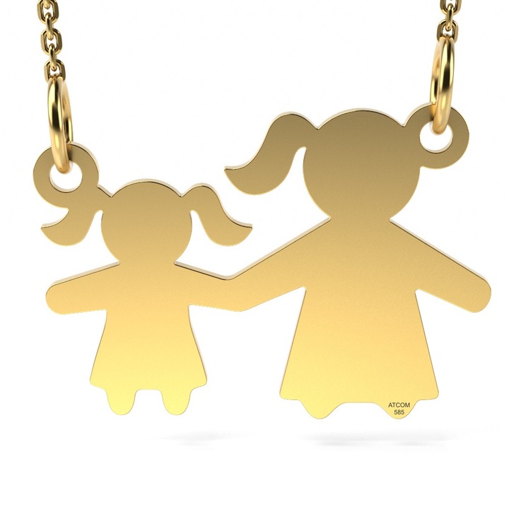 Colier din aur galben model Mama si fetita