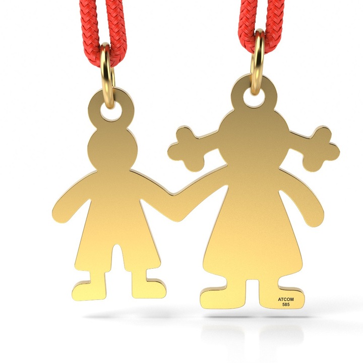 Pandantiv din aur galben cu snur model Mama si baiat