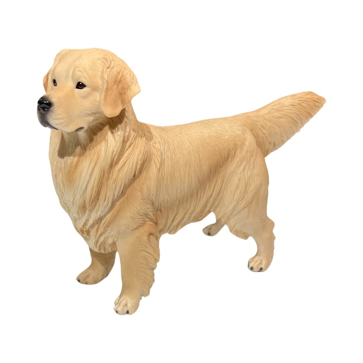 Figura, műanyag, bézs Golden Retriever, 22 x 14 x 7 cm