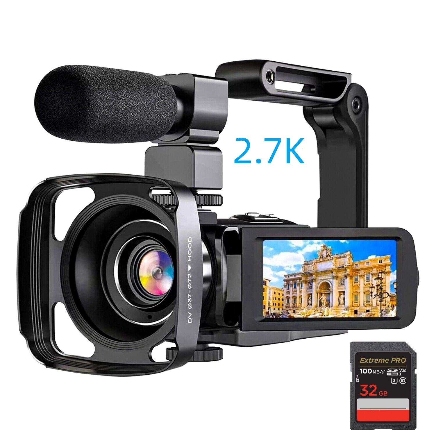 Видеокамера MOSMAOO®, 2.7K Ultra HD, 3.0", 48MP, 18 x увеличение, 32GB ...