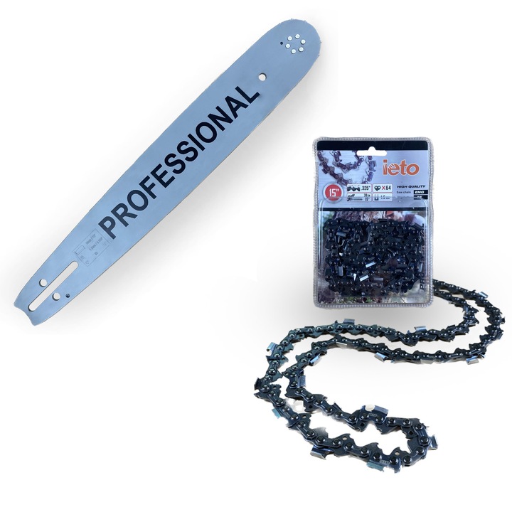 Set lant si lama pentru drujba, 32 dinti/64 pinteni, pas .325, canal 1.5 mm, lungime 15”/38 cm, universal, IETO