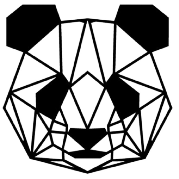 Decoratiune de Perete "Panda Black Ears", CRAFET, 600 mm X 600 mm, Material lemnos, Negru