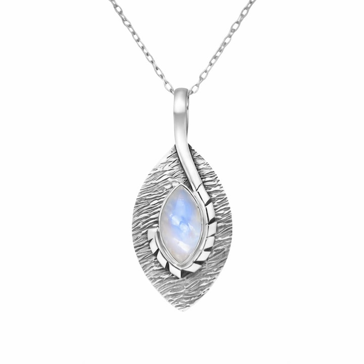 Pandantiv Frunza cu piatra lunii din argint 925 Moonstone