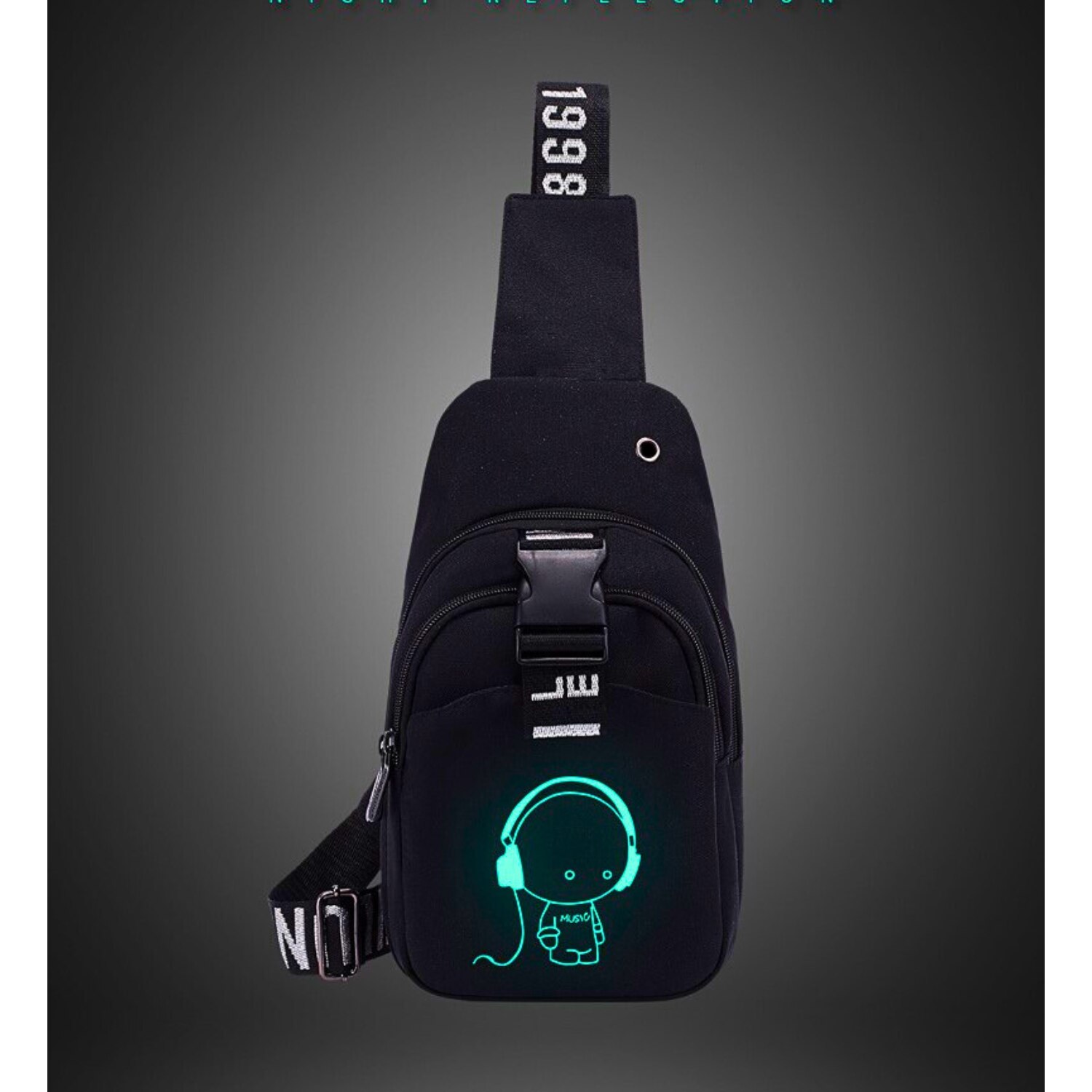 Чанта през рамо, с функция power bank, USB изход, унисекс, с ...