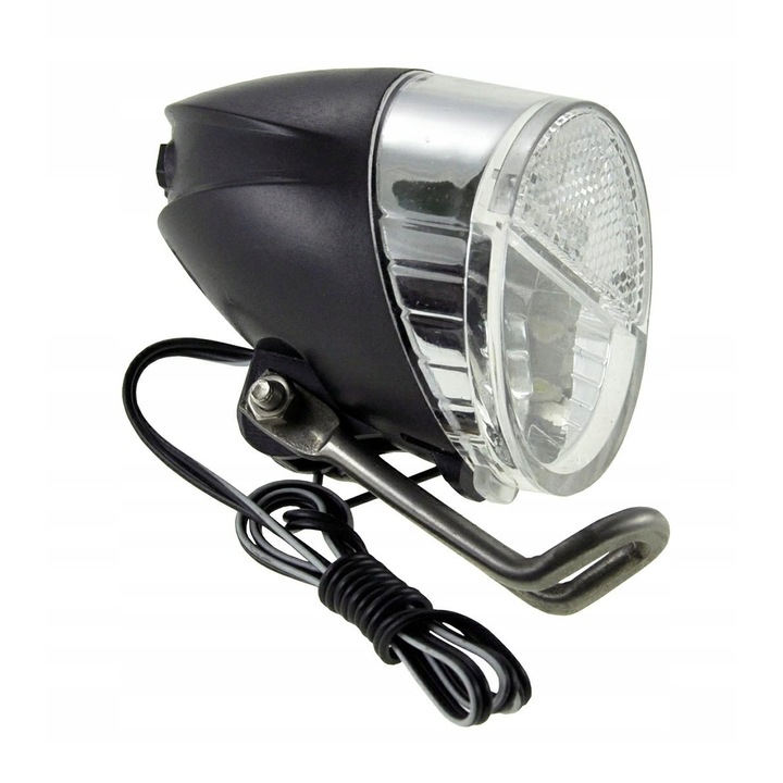 Преден фар за велосипед, 2K, Стомана, LED, 30 LUX, 3W, 40 g, Черен
