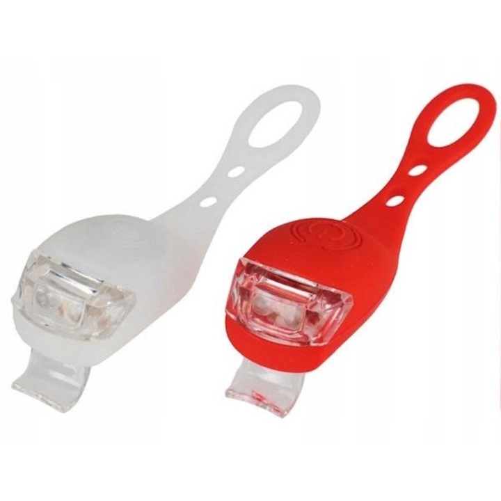 Комплект 2 велосипедни лампи PROX, Силиконови, Бял/Червен