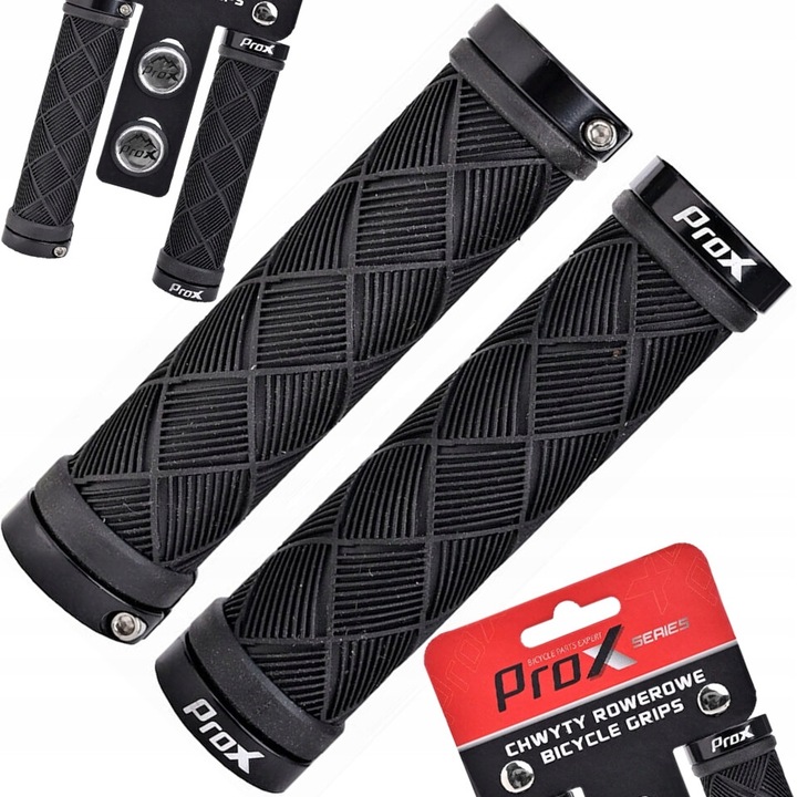 Manere Pentru Biciclete, Prox, Gp-93, Ergonomice, Cu Inele Din Aluminiu, Pentru Biciclete De Munte Si De Oras, 1 Pereche, Negru, 130 Mm