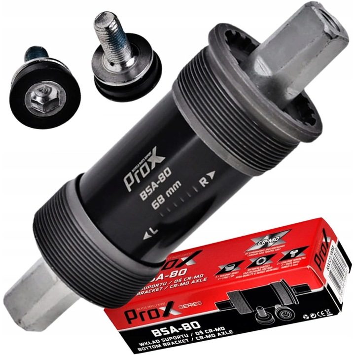 Monobloc pedalier, Prox, Otel, 1.37", 68 mm, Negru/Argintiu