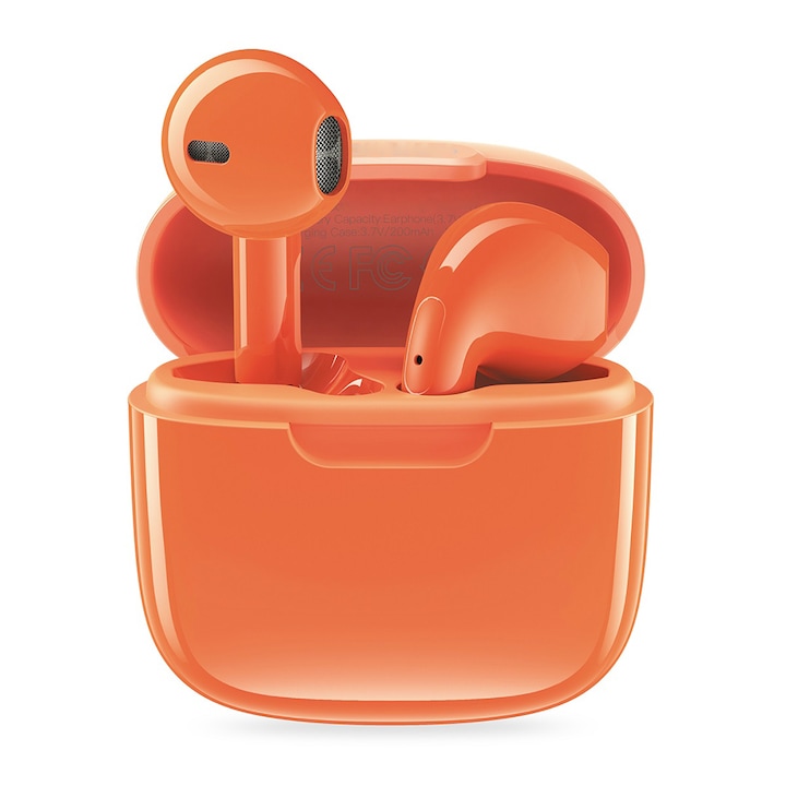 Vezeték nélküli fülhallgató, FONIX Vibrant Earbuds Live, Handsfree, USB-C, Bluetooth, Sztereó, Narancs