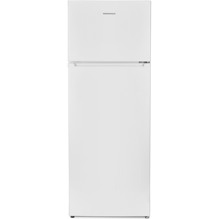Хладилник с две врати Heinner HF-V212E++, 212 л, Less Frost, Клас Е, Механично управление, LED осветление, H 145 см, Бял
