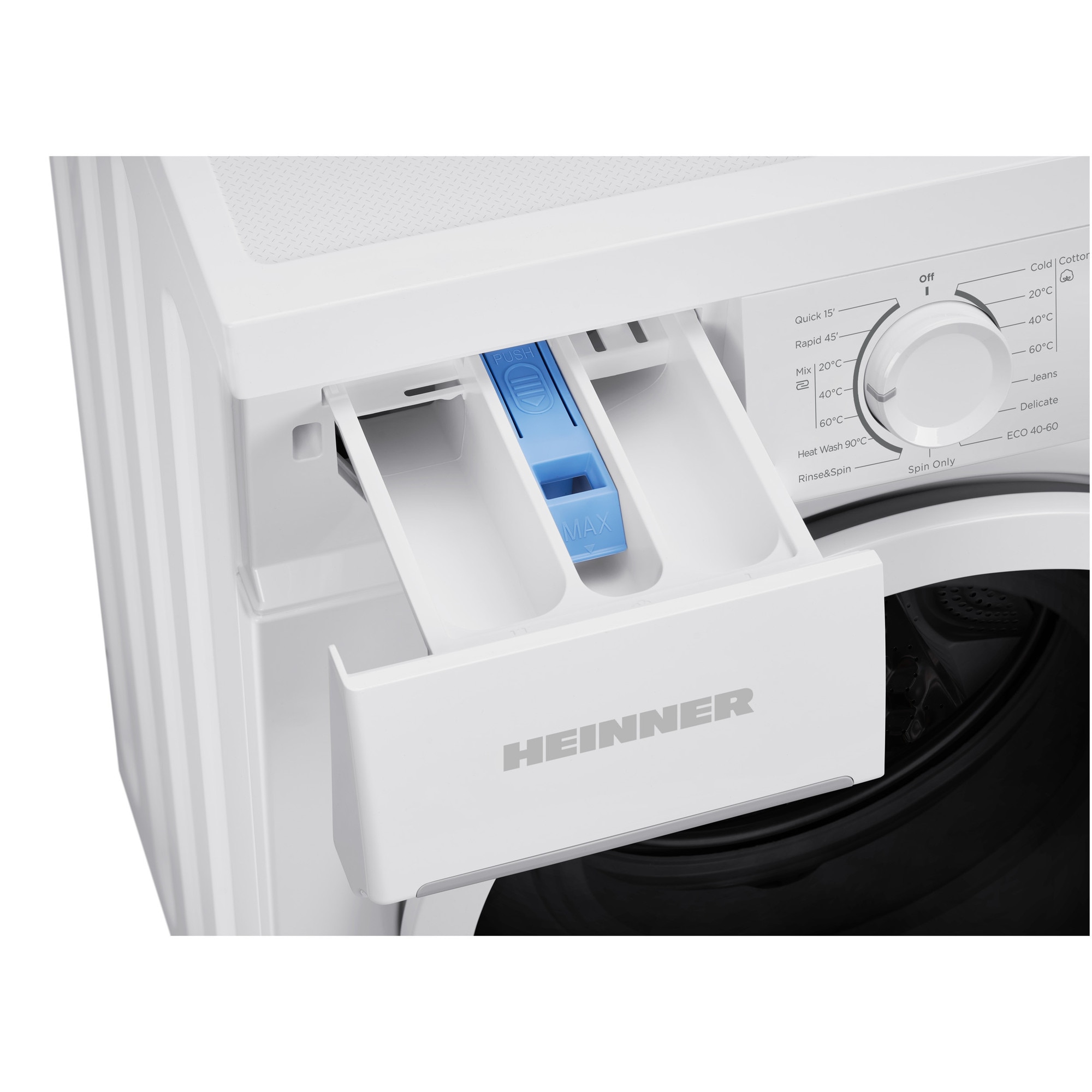 Masina de spalat rufe Slim Heinner HWM-M6010SMD++, 6 kg, 1000 rpm, Clasa D, Dislay digital, Blocare acces copii, Alb