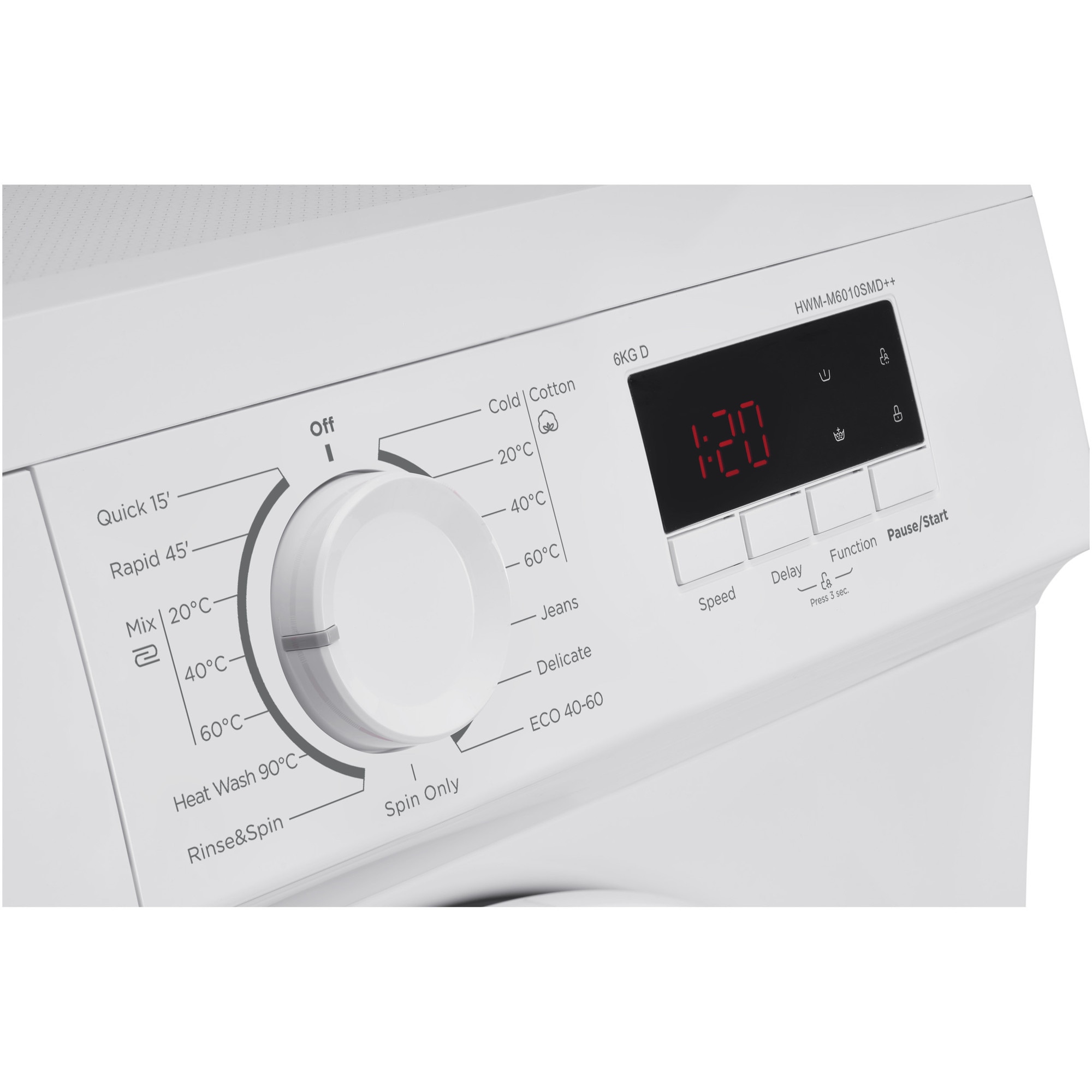 Masina de spalat rufe Slim Heinner HWM-M6010SMD++, 6 kg, 1000 rpm, Clasa D, Dislay digital, Blocare acces copii, Alb