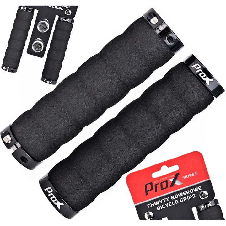 Set 2 manere bicicleta ProX, 130 mm, TPE/Spuma, Negru