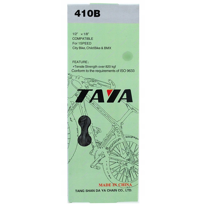 Велосипедна верига Taya, 1 скорост, 92 звена, черна