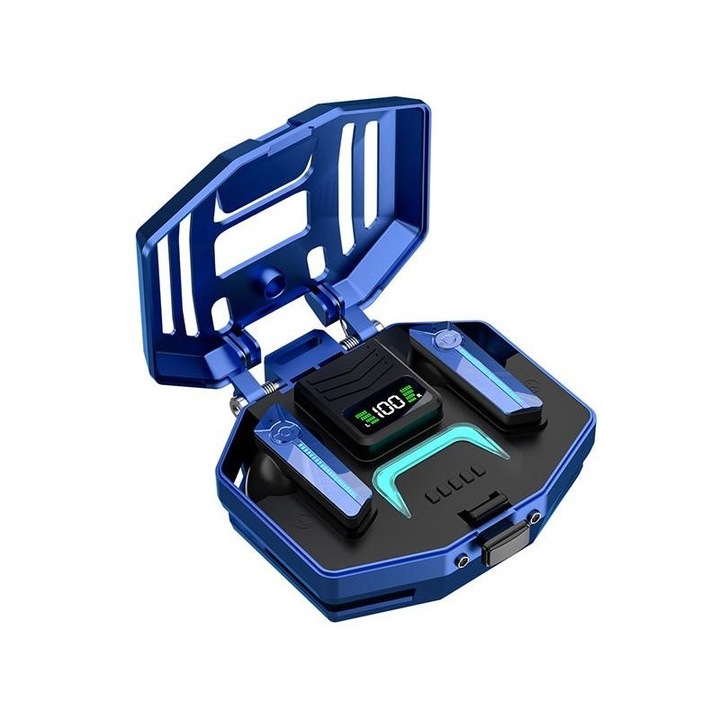 Vala DX-05 Безжични слушалки за поставяне в ушите, Спорт за игри, LED дисплей, Bluetooth 5.3, Сензорно управление, Отмяна на фоновия шум, Ниска латентност, Двоен режим на музика за игри, Калъф за зареждане, RGB околни светлини